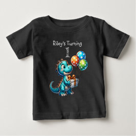 Camiseta De Bebé Primer niño de cumpleaños nombre de dinosaurio y e