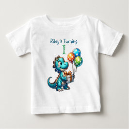 Camiseta De Bebé Primer niño de cumpleaños nombre de dinosaurio y e