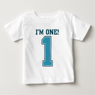 Camiseta De Bebé Primer niño de cumpleaños, soy uno, gran azul núme
