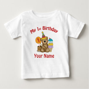 Camiseta De Bebé Primer oso del cumpleaños del bebé personalizado