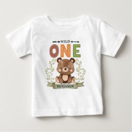 Camiseta De Bebé Primer oso forestal WILD ONE personalizado