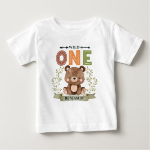 Camiseta De Bebé Primer oso forestal WILD ONE personalizado
