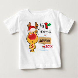Camiseta De Bebé Primer personalizado del reno del navidad del bebé