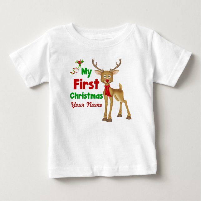 Camiseta De Bebé Primer reno del navidad del bebé (Anverso)