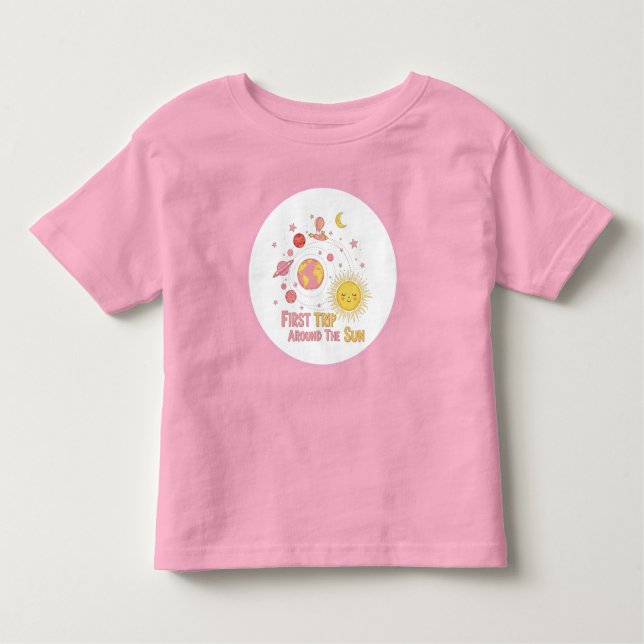 Camiseta De Bebé Primer Viaje Alrededor Del Chica Sol. Fiesta de cu (Anverso)