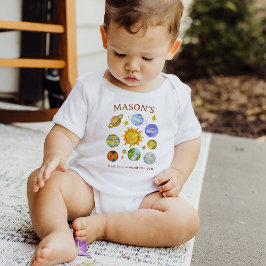 Camiseta De Bebé Primer viaje alrededor del sol | 1er cumpleaños