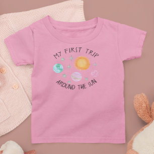 Camiseta De Bebé Primer viaje alrededor del sol de niña, cumpleaños