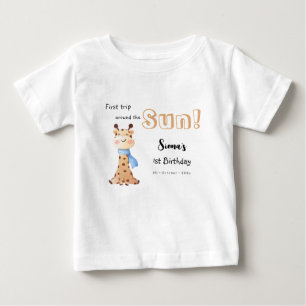 Camiseta De Bebé Primer viaje alrededor del sol jirafa cumpleaños 1