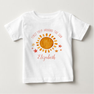 Camiseta De Bebé Primer Viaje Alrededor Del Sol - Sol Primer Cumple
