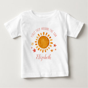 Camiseta De Bebé Primer Viaje Alrededor Del Sol - Sol Primer Cumple
