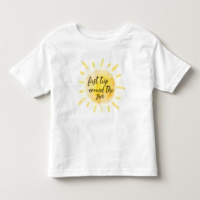 Camiseta De Bebé Primer viaje amarillo acuarela alrededor del sol (Anverso)