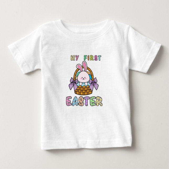 Camiseta De Bebé Primera cesta de conejo de Pascua (Anverso)