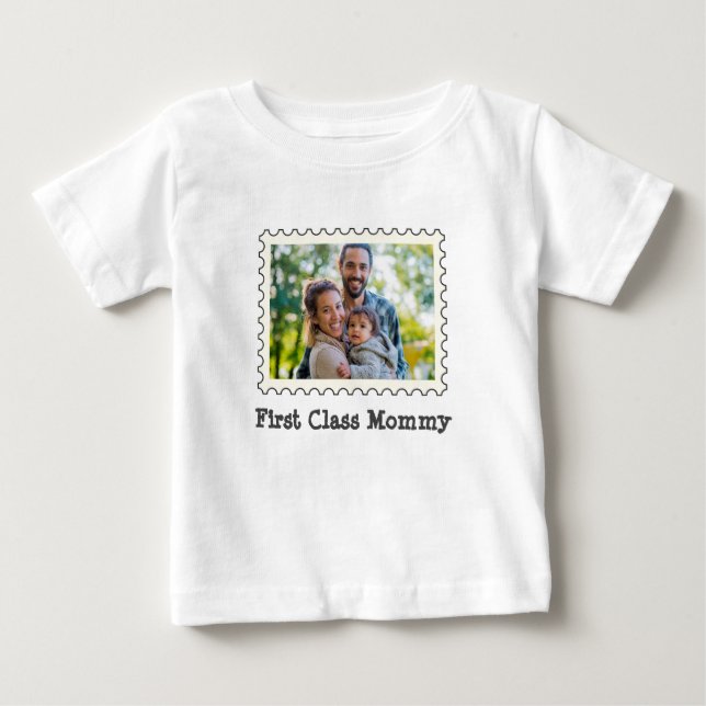 Camiseta De Bebé Primera clase Mami mejor mamá personalizado foto h (Anverso)