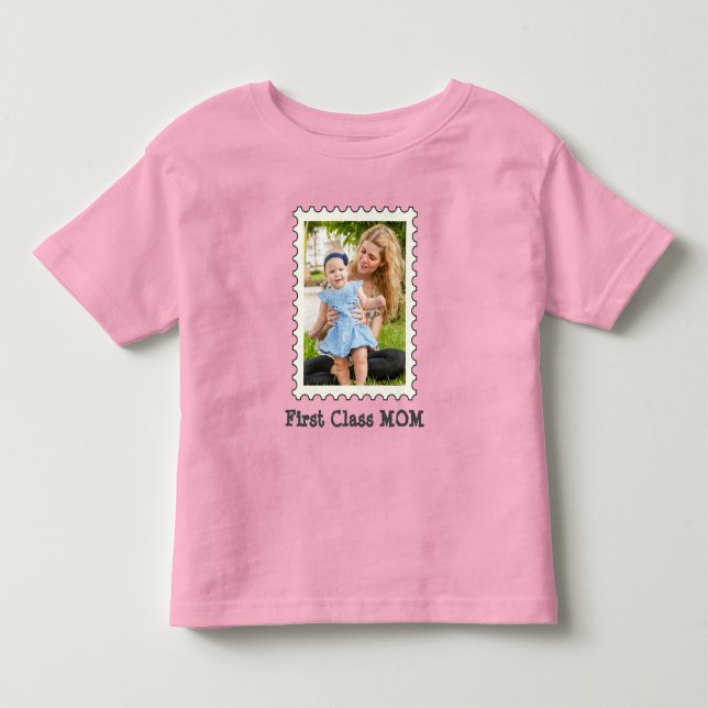 Camiseta De Bebé PRIMERA CLASE MOM Mejor mamá personalizado foto ma (Anverso)