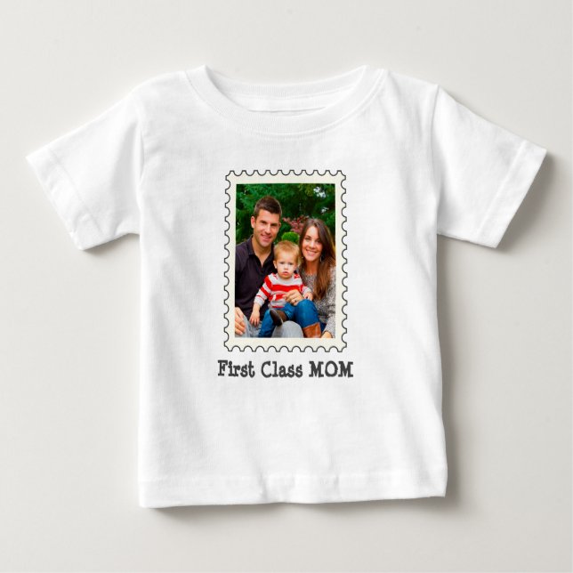Camiseta De Bebé PRIMERA CLASE MOM Mejor mamá personalizado foto ma (Anverso)