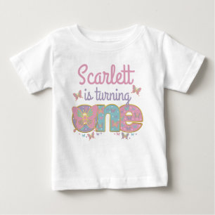 Camiseta De Bebé Primera Cumpleaños de la Mariposa Girando una mari