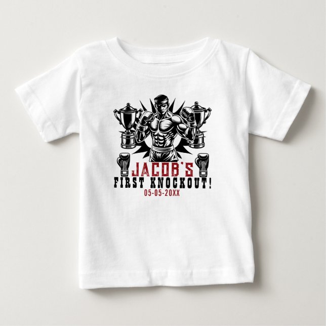 Camiseta De Bebé Primera fiesta de cumpleaños de boxeo knockout (Anverso)