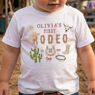 Camiseta De Bebé Primera Fiesta de Cumpleaños de Rodeo Vaquera Occi