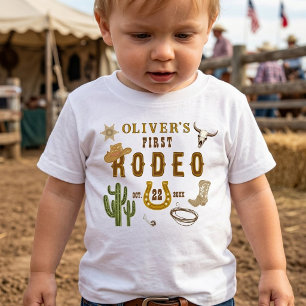 Camiseta De Bebé Primera Fiesta de Cumpleaños de Rodeo Western Vaqu