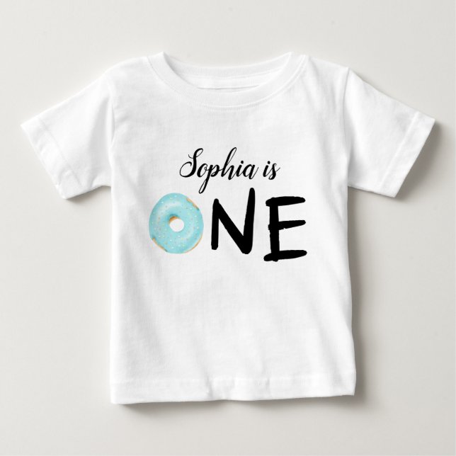 Camiseta De Bebé Primera fiesta temática de cumpleaños de Donut (Anverso)