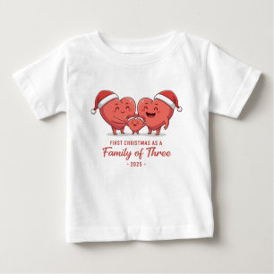 Camiseta De Bebé Primera Navidad como familia de tres 2025 Corazón