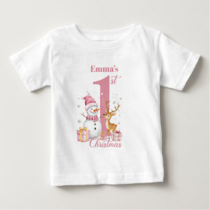 Camiseta De Bebé Primera Navidad de Bebé Personalizada para Niñas