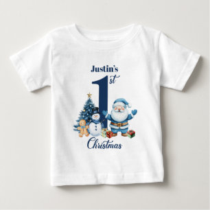 Camiseta De Bebé Primera Navidad de Niño Personalizada Santa