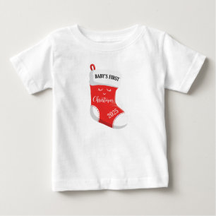 Camiseta De Bebé Primera Navidad del Bebé 2025 Cara Kawaii Adorab