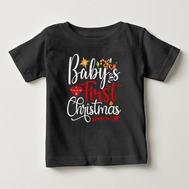 Camiseta De Bebé Primera Navidad del bebé-84604 (Anverso)