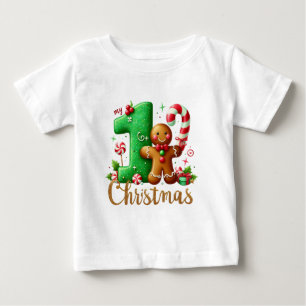 Camiseta De Bebé Primera Navidad festiva del bebé