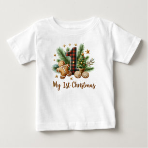 Camiseta De Bebé Primera Navidad festiva del bebé