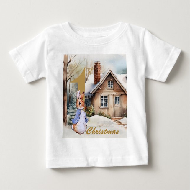 Camiseta De Bebé Primera Navidad Peter Snowy paisaje (Anverso)