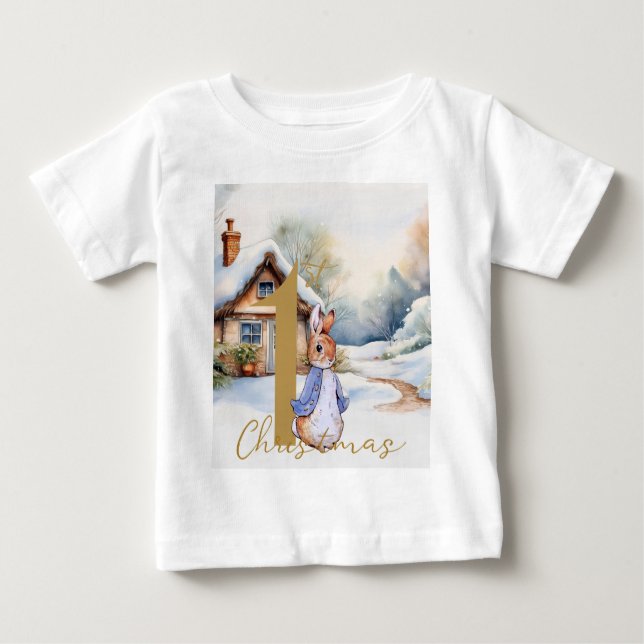 Camiseta De Bebé Primera Navidad Peter Snowy paisaje (Anverso)