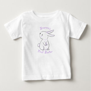 Camiseta De Bebé Primera Pascua del bebé con conejo morado lindo