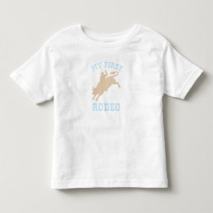 Camiseta De Bebé Primera Rodeo Bebé azul y bronceado Cumpleaños 