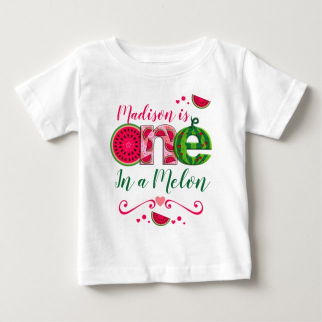 Camiseta De Bebé Primera sandía de cumpleaños | Una en un melón (Anverso)