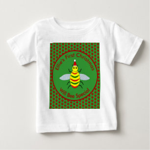 Camiseta De Bebé Primeras abejas navideñas y flores de Poinsettia