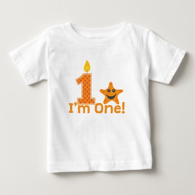 Camiseta De Bebé Primeras estrellas de mar del cumpleaños (Anverso)