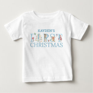 Camiseta De Bebé Primeras letras de Navidad de animales lindos nomb