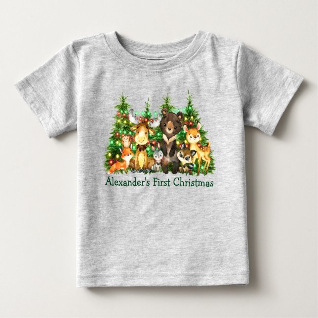 Camiseta De Bebé Primeras luces de los animales del bosque forestal (Anverso)