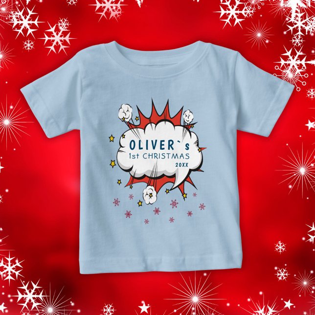 Camiseta De Bebé Primeras Navidades de Super Héroe Bebé Copos de Ni (Subido por el creador)