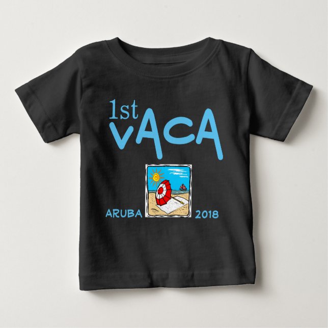 Camiseta De Bebé primeras vacaciones personalizadas (Anverso)