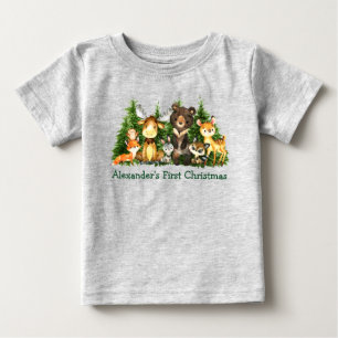 Camiseta De Bebé Primeros animales del bosque forestal de Navidad G