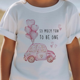 Camiseta De Bebé Primeros cumpleaños San Valentín Globos rosados y
