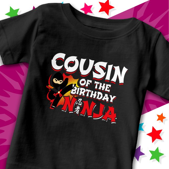 Camiseta De Bebé Primo del Ninja de Cumpleaños en Estilo de Cómic (Subido por el creador)