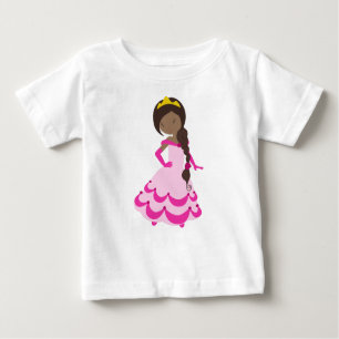 Camiseta De Bebé Princesa Afroamericana, Corona, Vestido Rosa