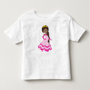 Camiseta De Bebé Princesa Afroamericana, Corona, Vestido Rosa