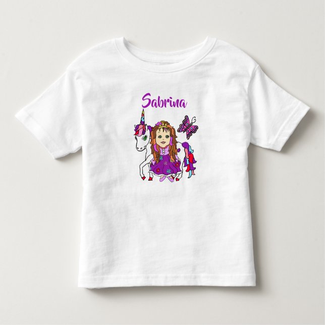 Camiseta De Bebé Princesa bonito y camisas personalizadas Unicorn (Anverso)