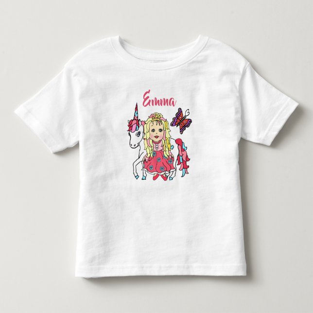 Camiseta De Bebé Princesa bonito y camisas personalizadas Unicorn (Anverso)