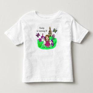 Camiseta De Bebé Princesa Chica de cumpleaños y nombre de Unicornio